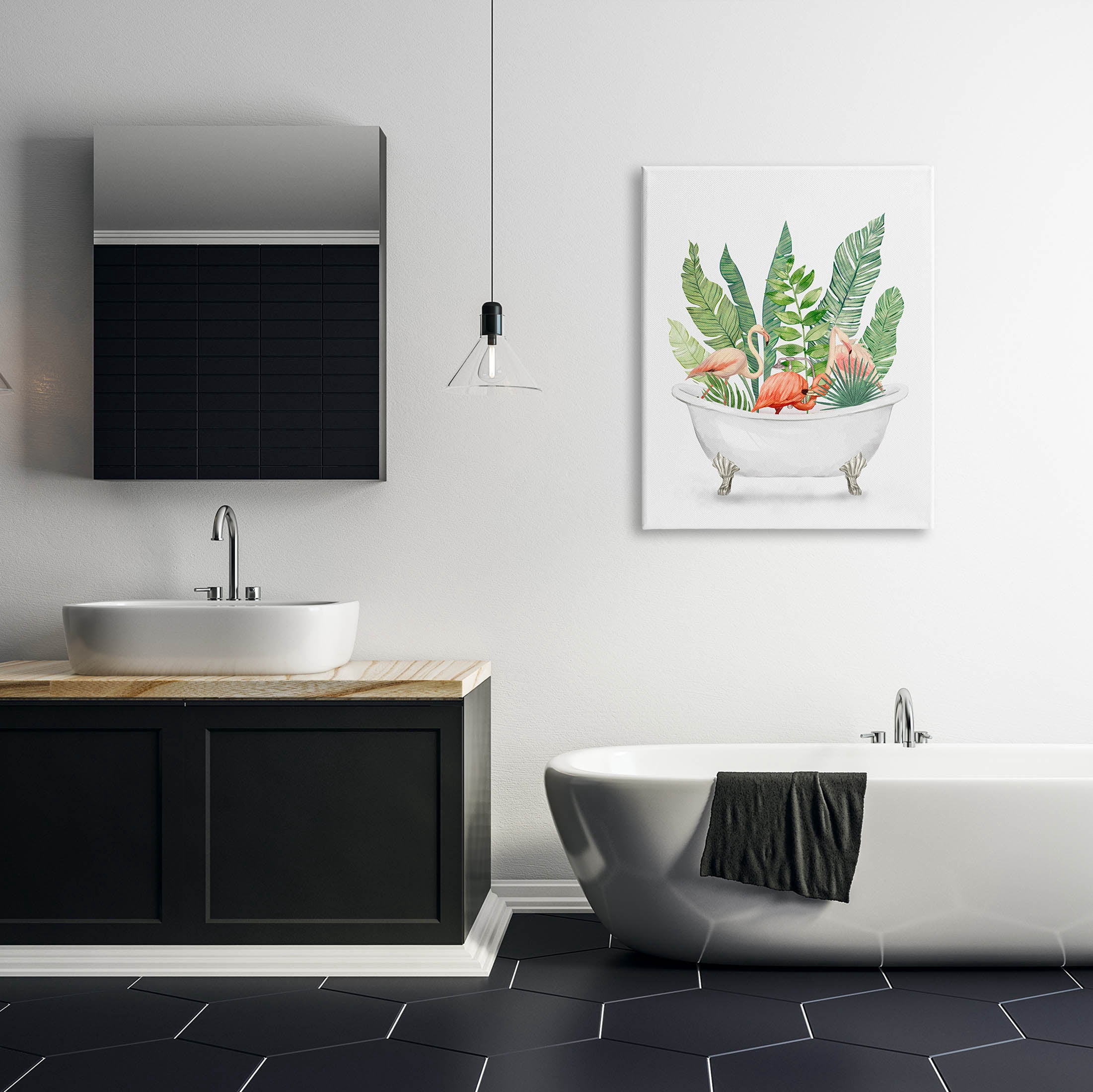 Stupell Industries Tropical Flamingoes Bathtub Plants Graphic Art Gallery Wrapped Canvas Print Wall Art, Design by Ziwei Li