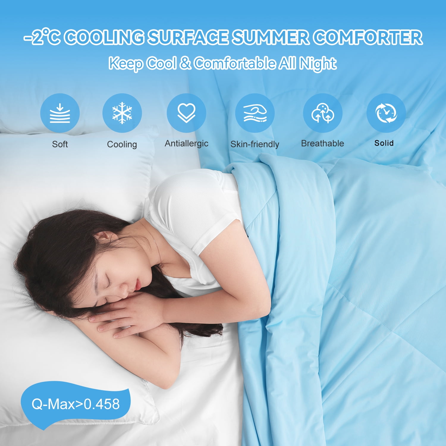 MH MYLUNE HOME Cooling Comforter for Hot Sleepers, Twin Size Double Side Arc-Chill Cold Tech Fabric Cooling Blanket Absorb Body Heat Upgrade Silk Smooth Lightweight Summer Comforter for Night Sweats