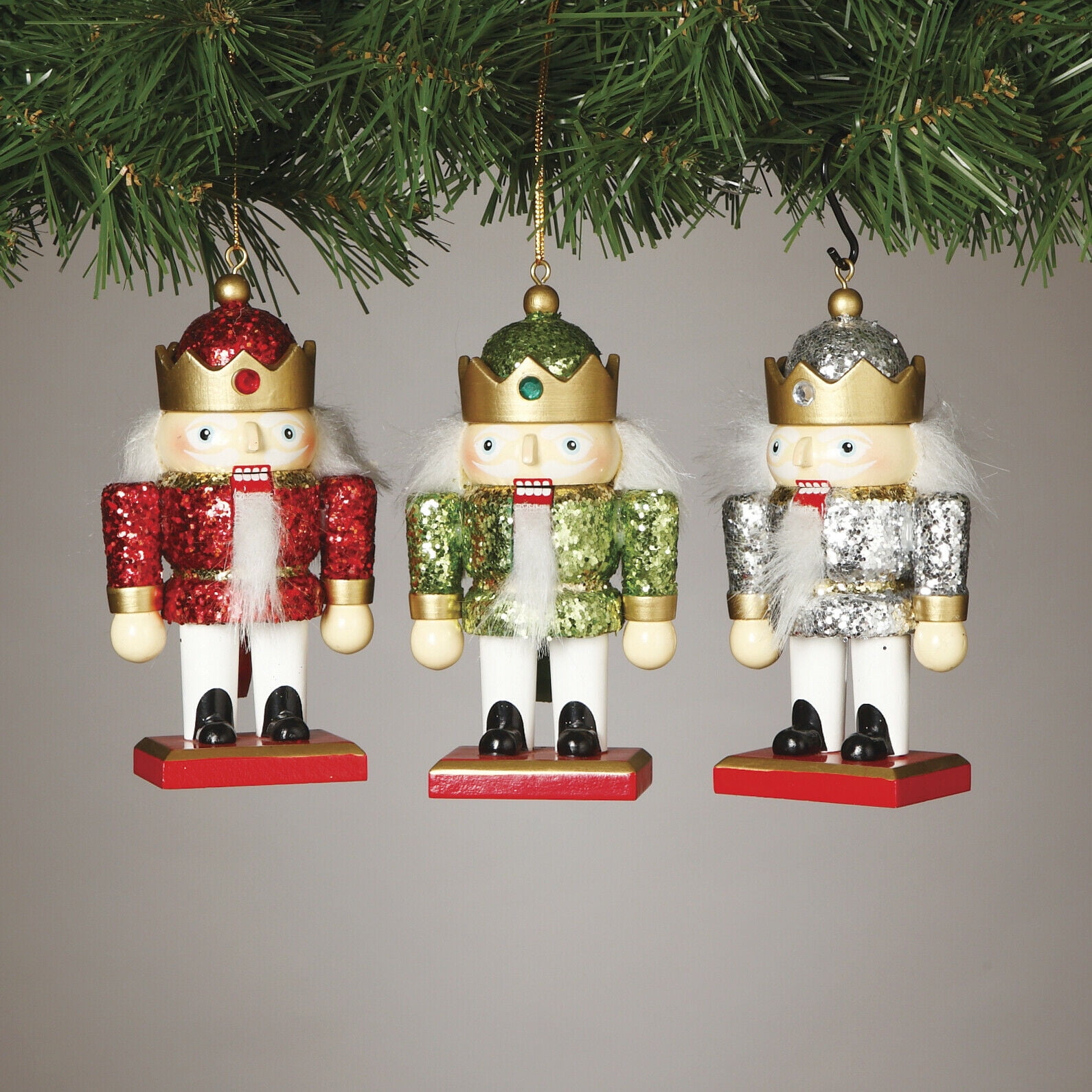 5&quot; Glitter Nutcracker Christmas Tree Ornaments (Set of 3) - Walmart.com