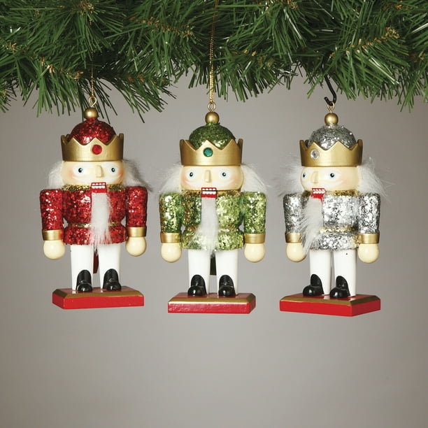 Download 5" Glitter Nutcracker Christmas Tree Ornaments (Set of 3 ...