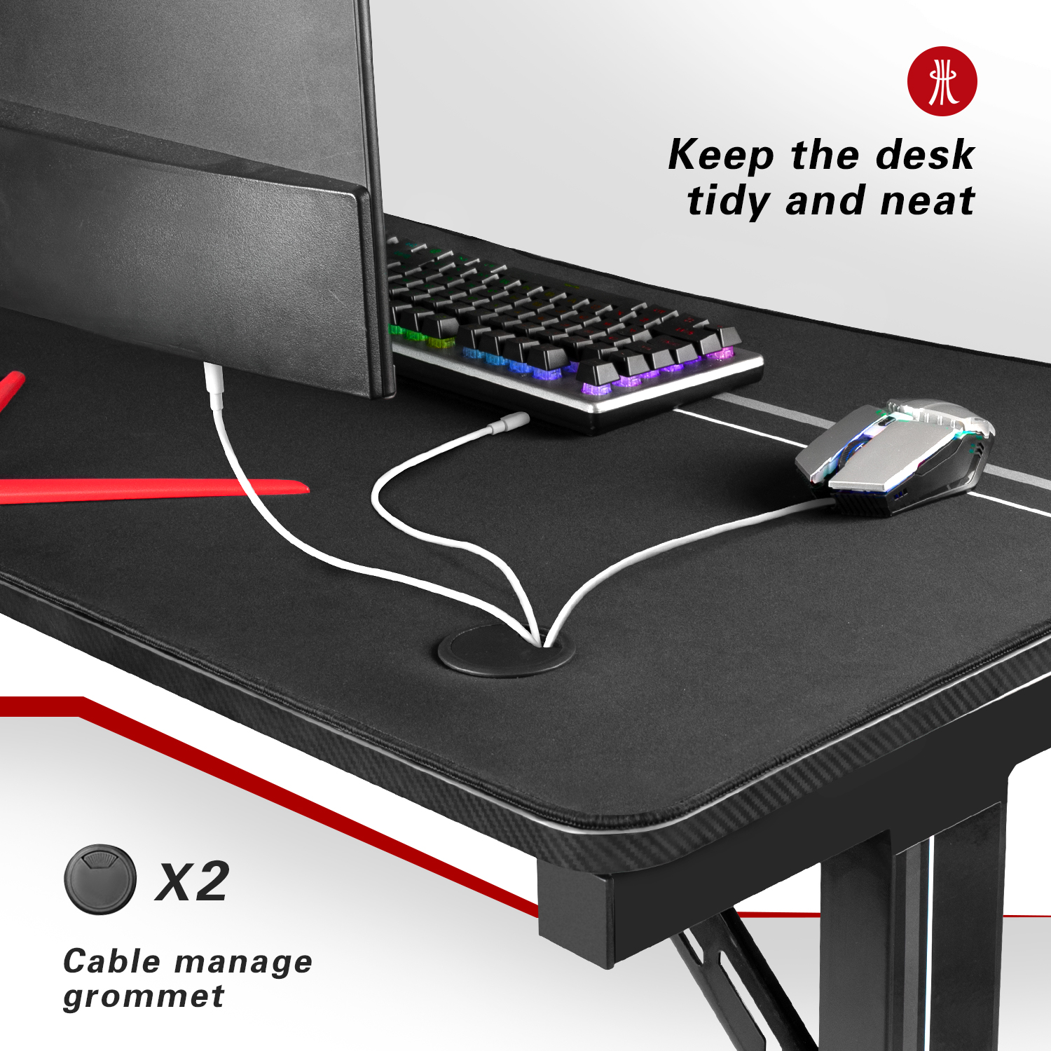 Walnew 55 inches Widen T-Shape Frame Gaming Computer Desk PC Gaming Desk Racing Style Carbon Fiber Surface Office Desk With Cup Holder and Headphone Hook (Black)