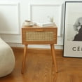 thumbnail image 2 of Mid-Century Modern Nightstand with Rattan Drawer - Bedroom Side Table, 2 of 7