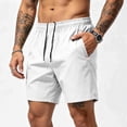 thumbnail image 2 of Hearthz Men's Quick Dry Shorts Elastic Waist Drawstring Mens Lightweight Hiking Shorts Summer Beach Vacation Gym Shorts White S, 2 of 5