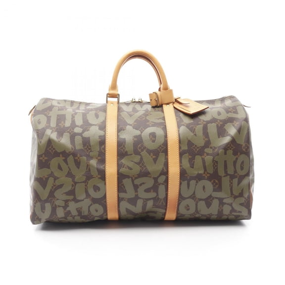 Pre-Owned Louis Vuitton Keepall 50 Boston Bag, Coated Canvas and Leather, Monogram Graffiti,...