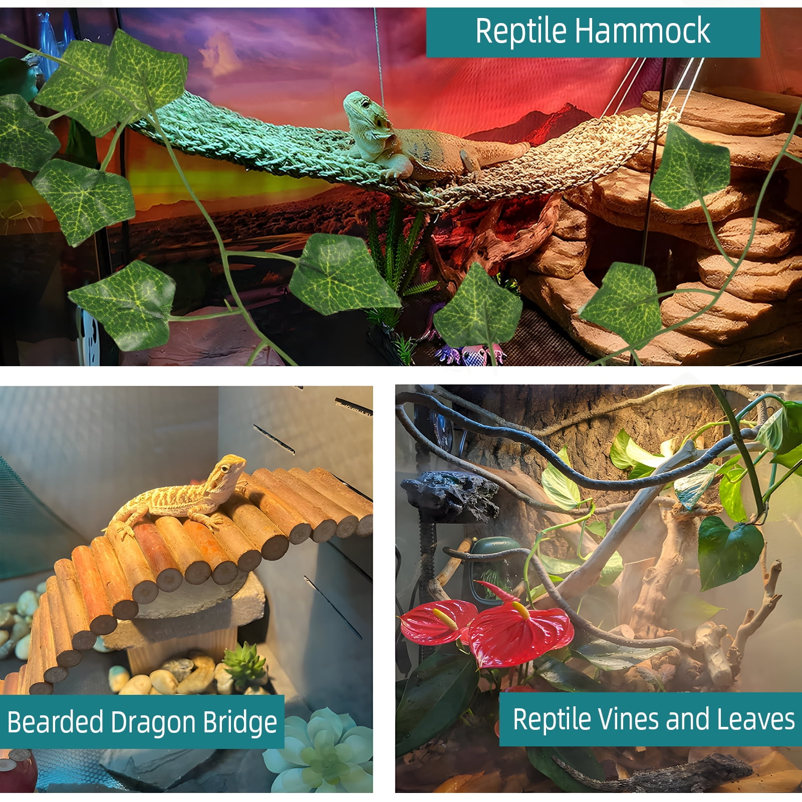 ZALALOVA Bearded Dragon Tank Accessories, Include Reptile Mat