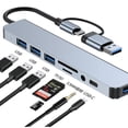 thumbnail image 2 of GJX USB C Cable,8-in-1 USB C Hub,Laptop Docking Station,USB 3.0,3 USB 2.0 Ports,TF/SD Card Reader,PD Fast Charging,3.5mm Audio Jack, 2 of 5