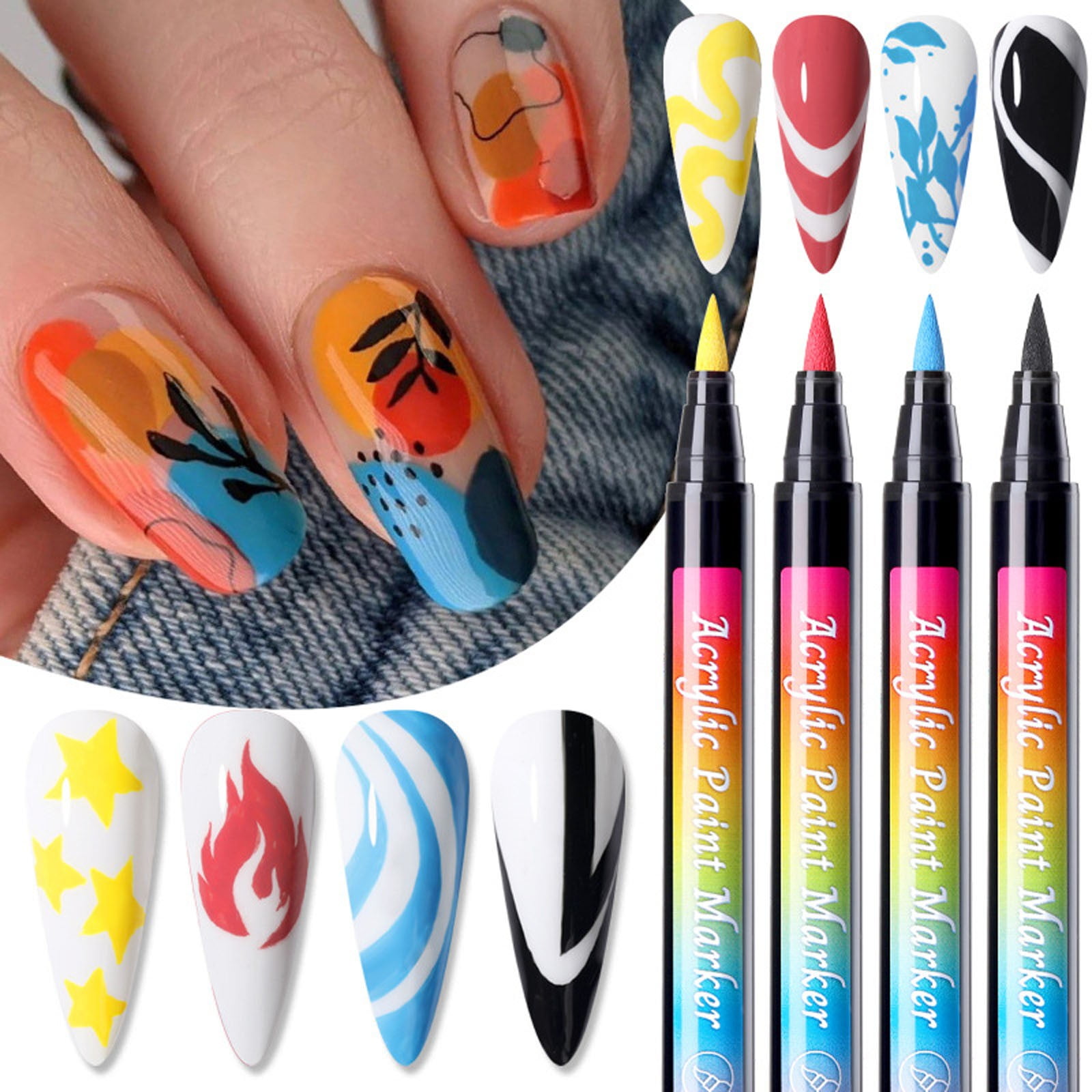 UIJKMN 12 Colors Ultra Thin Curve Manicure Marker, Gel Nail Art