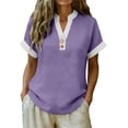 thumbnail image 3 of Womens Linen Tops Solid Color Work Blouses Cute Flowy Tops Linen Clothing For Women Boho Tops For Women Peasant Blouse Summer Blouses For Women Summer Linen Tops Cotton Boho Tops, 3 of 9