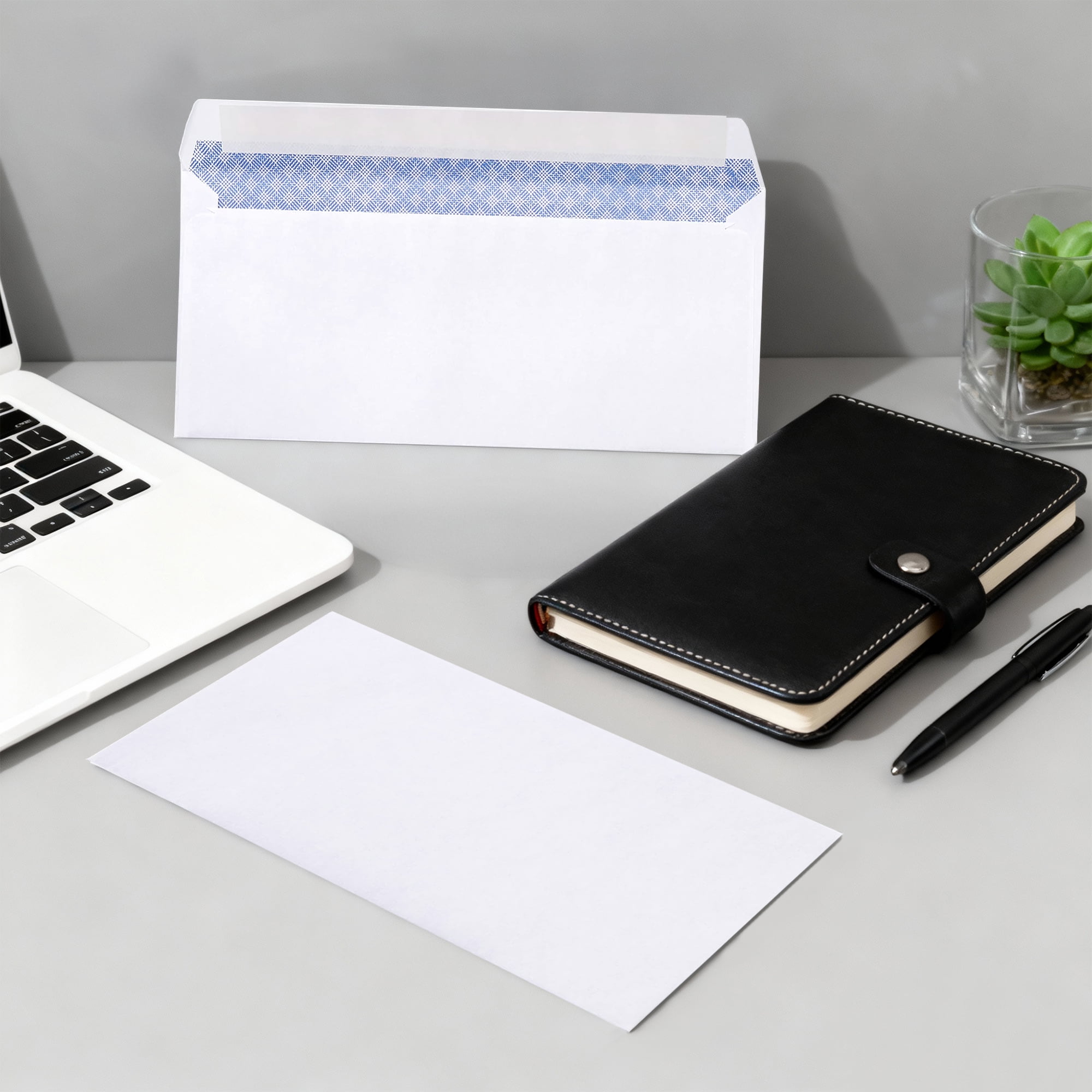 Envelopes, 100 Count #10 Mailing Envelopes, Privacy Tint Gummed Envelopes, Business Envelopes, Envelopes Letter with Self-Seal Adhesive Strip, White, 4.13 in x 9.5 in