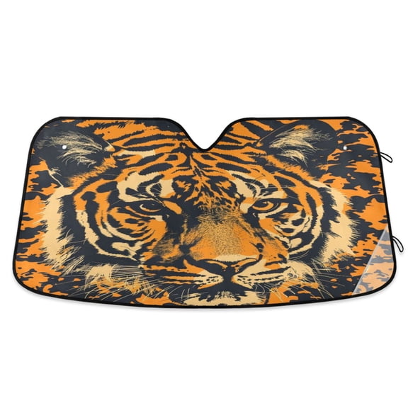 Tiger Head Car Windshield Sun Shade Foldable Car Front Window Visor Heat and UV Protection 53x23.5