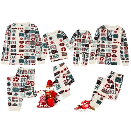 

Jialili New Cute Christmas Print Family European And American Pajamas Parent-Child Suit Baby White 3-6Months