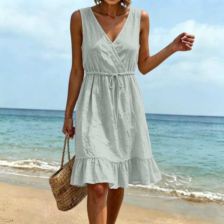 flowy cotton dress Magee Floral Cabana Maxi XS / White BLUE MULTI Half sleeves Lcziwo Womens Ruffle Hem Cotton