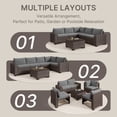 thumbnail image 2 of 6-Pieces Patio Furniture Set, PE Rattan Outdoor Couch with Cushions and Glass Coffee Table, Wicker Sofa Set for Backyard, Porch, Garden, Balcony - Gray, 2 of 9