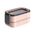 thumbnail image 2 of Dual Layer Stainless Steel Bento Box - Microwave Safe, 1400ml Leak-Proof Leak-Proof Stainless Steel Lunch Box for Office,Pink, 2 of 6