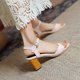 thumbnail image 5 of Sandalias de verano para mujer con tacones altos de cuero de microfibra de color sólido a la moda Wmkox8yii shjk7118, 5 of 9