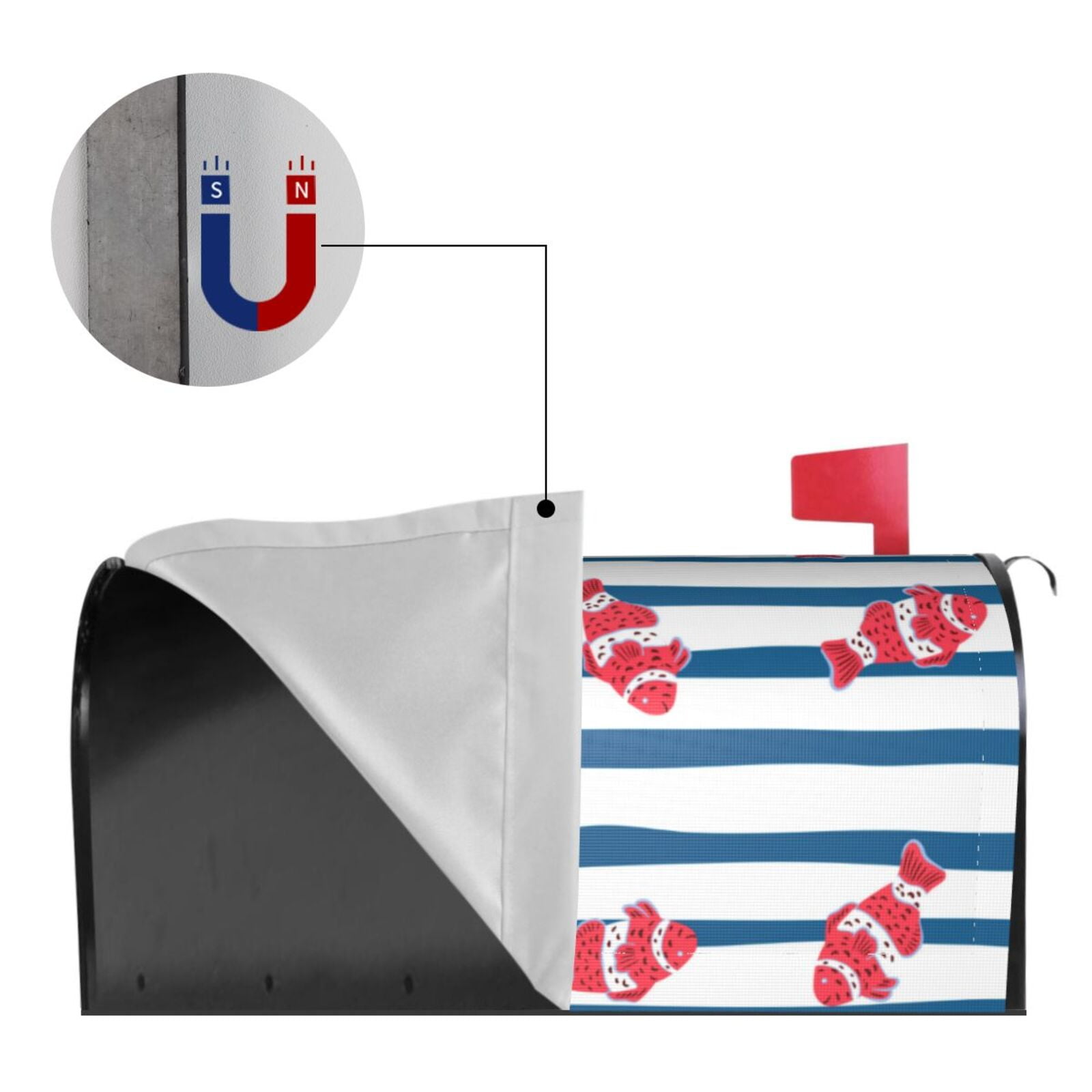 Logiee Clown Fish Print Post Letter Box Wrap Decor, Mailbox Cover Suitable for Standard Mailbox and Large Size Mailbox,Outdoor Yard Decoration-21x18 in