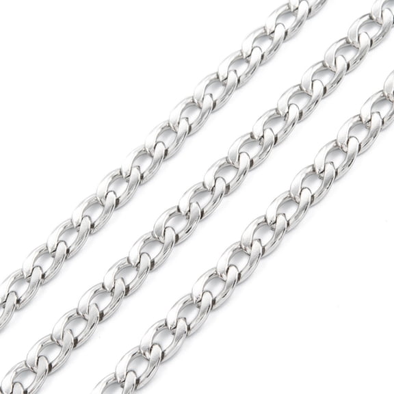 Resistant 304 Stainless Steel Twisted Chains Curb Chains Unwelded with Spool Stainless Steel color 9x6x1mm about 32.8 Feet(10m)/roll DIY