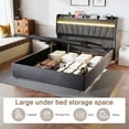 Zoeye Queen Lift Up Storage Bed Frame with Charging Stationand LED