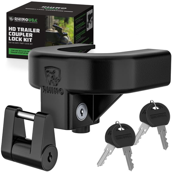 Rhino USA Trailer Hitch Coupler Lock Kit (for 2-5/16" Trailers) Heavy Duty Anti-Theft Tongue Locks
