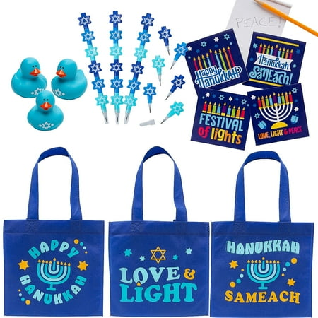 Fun Express 120 Pieces Hanukkah Stationery & Prizes Handout Kit for 24