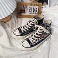 thumbnail image 5 of Zapatos de tacón plano de hip-hop pintados a mano, zapatos de lona con estampado de cómics en el campus, correas altas de moda para primavera y verano, bonitos grafitis, 5 of 5