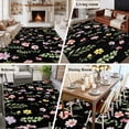 thumbnail image 5 of 5'x8' Area Rugs, Pink Spring Floral Indoor Outdoor Area Rug for Living Room Bedroom, Flowers Botanical Elegant Pastoral Black Washable Bathroom Rugs Kitchen Floor Carpet Mats Home Decor Aesthetic, 5 of 8