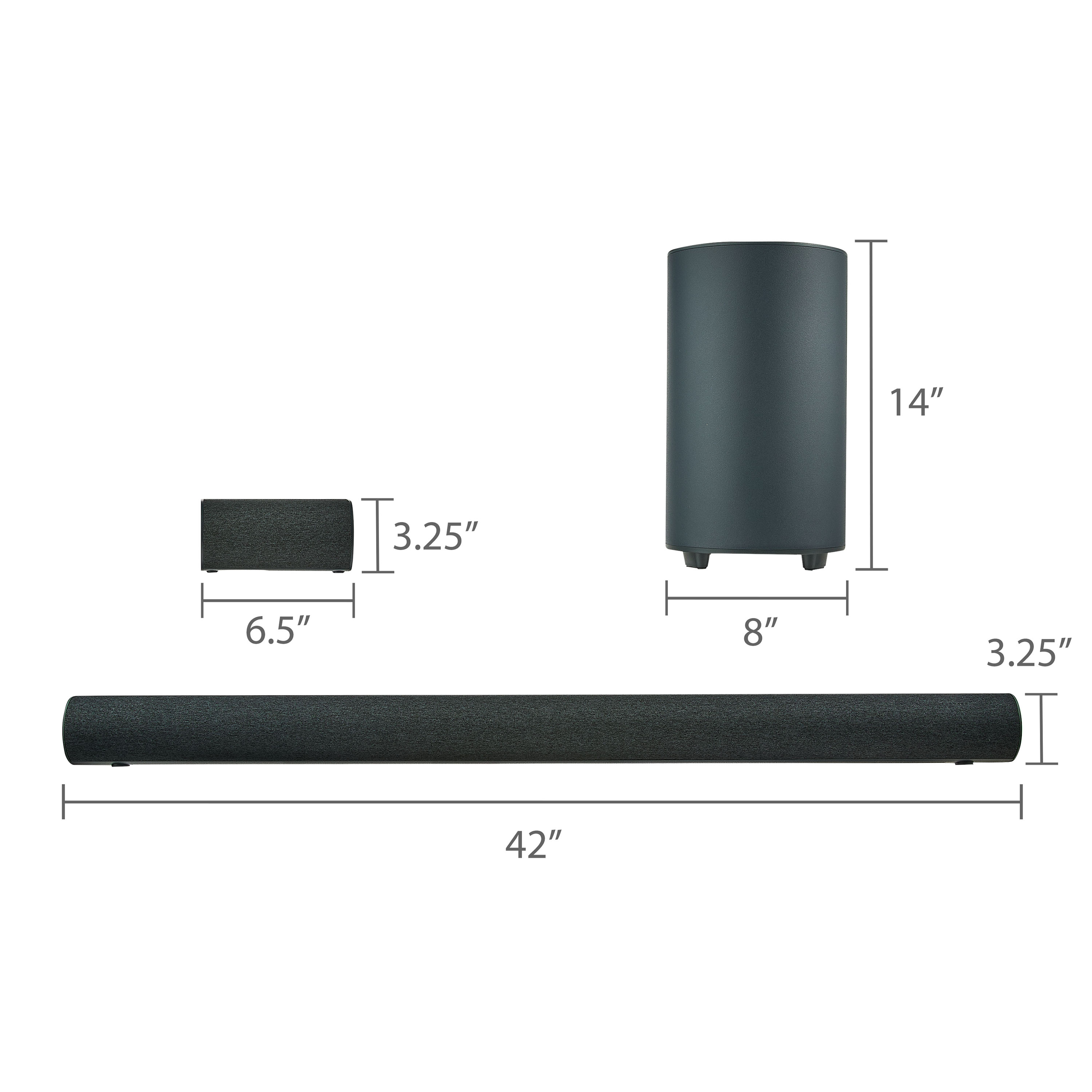 onn. Sistema de Barra de Sonido 5.1.2 con Dolby Atmos, Subwoofer Inalámbrico y Satélites Inalámbricos, 42" 6