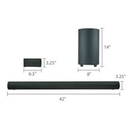 onn. 5.1.2 Surround Soundbar System with Dolby Atmos,Wireless Subwoofer and Ture Wireless Satellites, 42