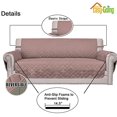 thumbnail image 3 of Housse de Canapé Réversible Protecteur de Meubles avec Sangles Élastiques pour Animaux Enfants Chien Chat (Causeuse, Rose/beige), 3 of 7