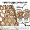 thumbnail image 3 of Folding PE Rattan Hanging Egg Chair with Stand, Yellow Indoor & Outdoor Hammock Swing Basket Chair, Aluminum Steel Frame for Patio, Balcony, Backyard, Bedroom, 3 of 7