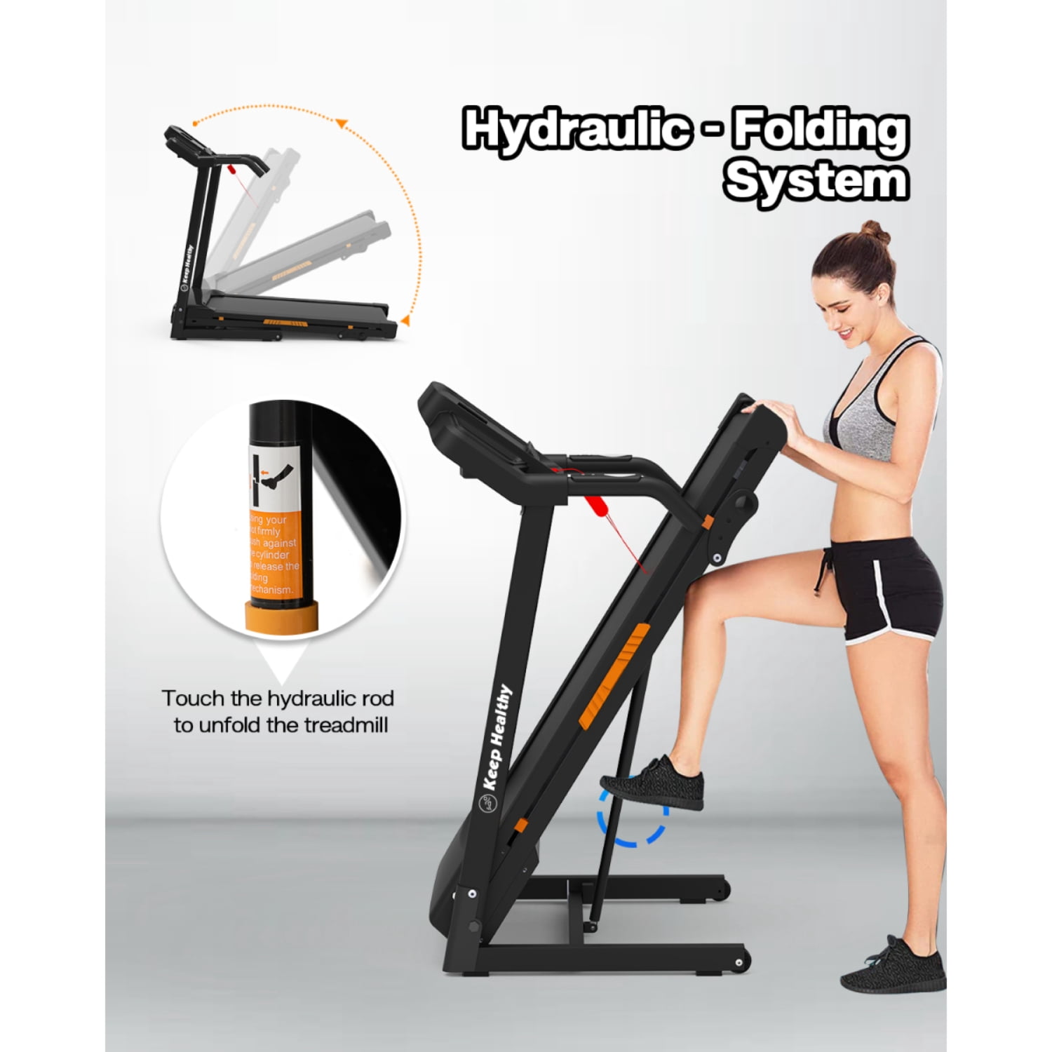 Foldable Treadmill with Incline, 3.5HP Motor, 330LB Capacity, Handrail Speed Controls, Pulse Monitor, 12 Training Programs, LED Display, APP Integration, Space-Saving Design