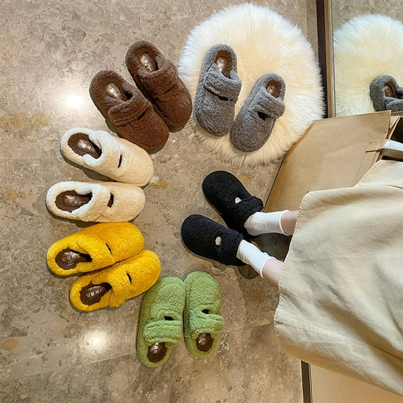 Miluxas Womens and Mens Fuzzy Sherpa Slippers with Memory Foam, Cozy Clog House Shoes for Indoor Yellow 7.5(40)