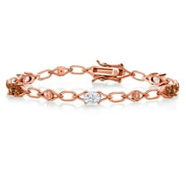 18K Rose Gold Plated Silver White Moissanite and Ecstasy Mystic Topaz and Round White Lab Grown Diamond Tennis Bracelet for Women (3.04 Cttw, Gemstone Birthstone, Oval 6X4MM, 7.25 inches)
