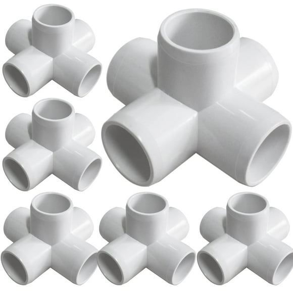 Paquete de 6 accesorios de PVC de 1 1/4, codo de 5 vías, accesorios de PVC para muebles resistentes SCH 40, tees de salida lateral de 5 vías, accesorios de tubería Conner para cobertizo de invernadero