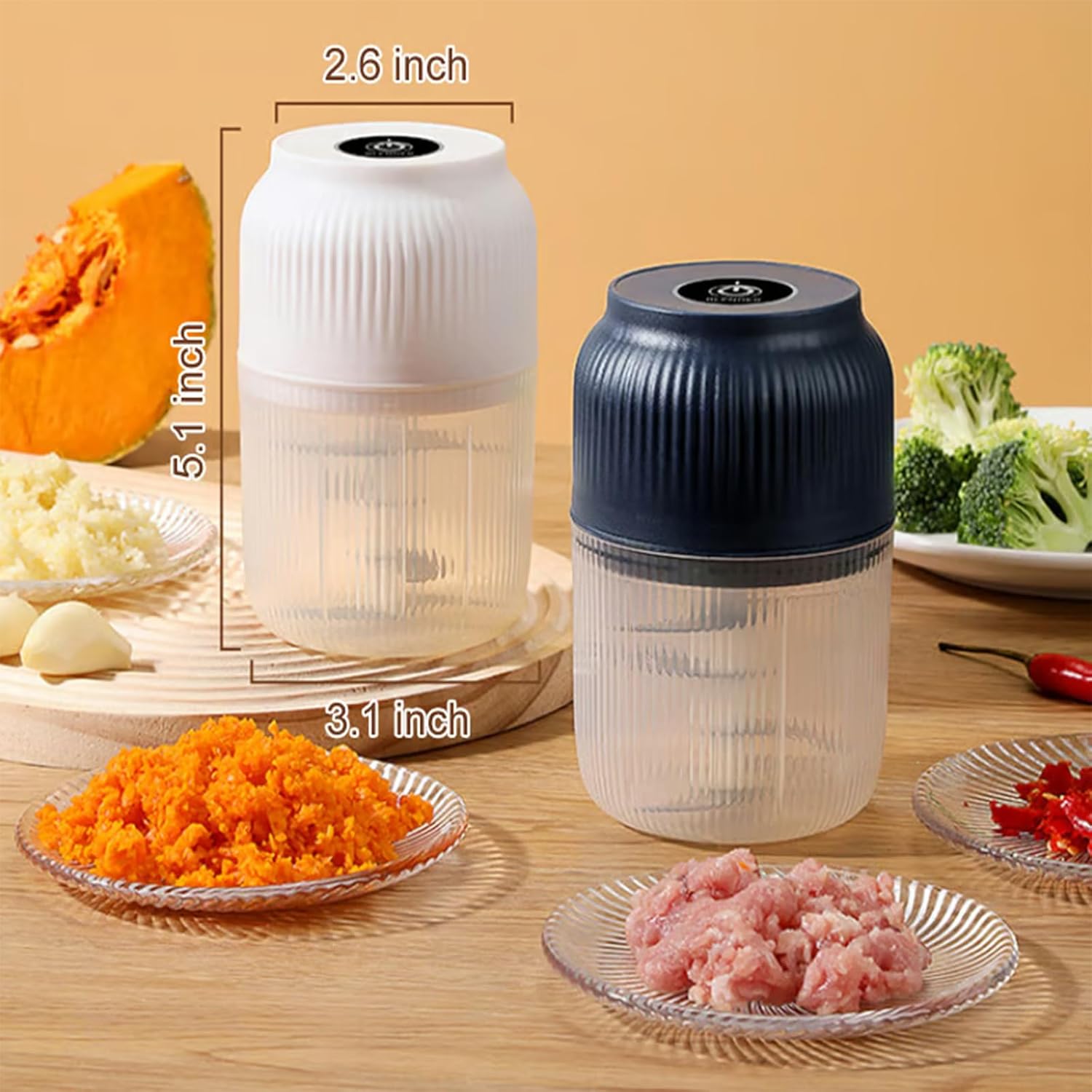 2026 Upgrade Electric Garlic Chopper, Mini Portable Veggie Chopper, USB Charging Wireless Food Processor for Mashing Onion, Chili, Ginger