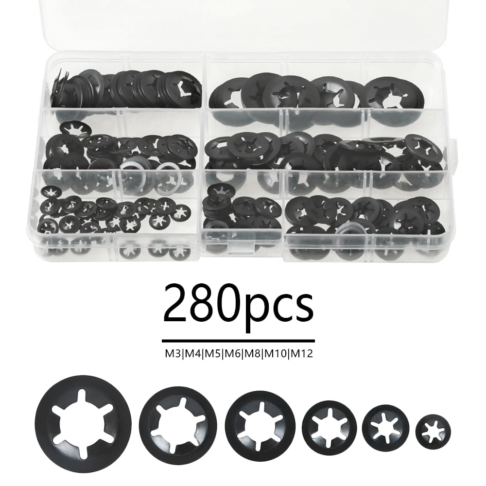 Starlock Lock Washers Push On Fasteners10 x 2,3,4,5,6,7,8,10,12,14 &16mm110PCE 
