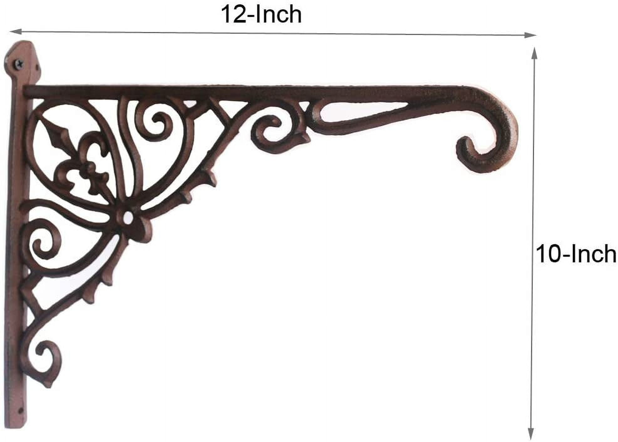 Cast Iron Hanging Hook Bracket Wall Hanger 12" Deep Outdoor Indoor Durable Wall Hanging Bracket Hooks for Pots Basket Bird Feeder Wind Chime Lanterms Hanger Hardware Bracket