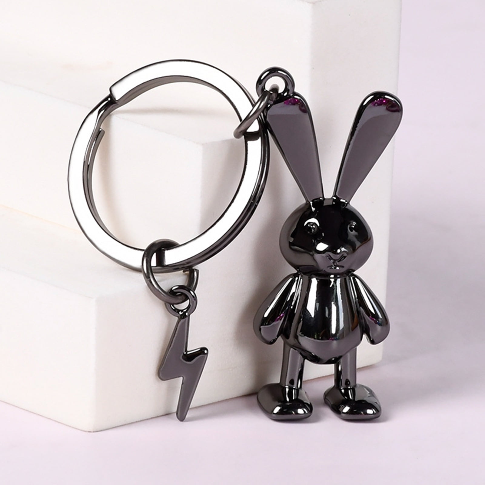 Sunjoy Tech Rabbit Keychain with Faux Leather Lanyard 3D Zinc Alloy ...