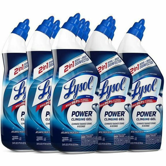 Lysol Toilet Bowl Cleaner - 24 fl oz (0.8 quart) - Atlantic Fresh ScentBottle - 9 / Carton - Blue