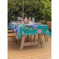 thumbnail image 3 of Outdoor Tablecloths with Umbrella Hole & Zipper, Hello Spring Tablecloth Rectangle 60x84 Inch, Pastoral Purple Bottle Floral Dark Green Wood Waterproof Table Cloth, Patio/Pool/Picnic Table Covers, 3 of 8