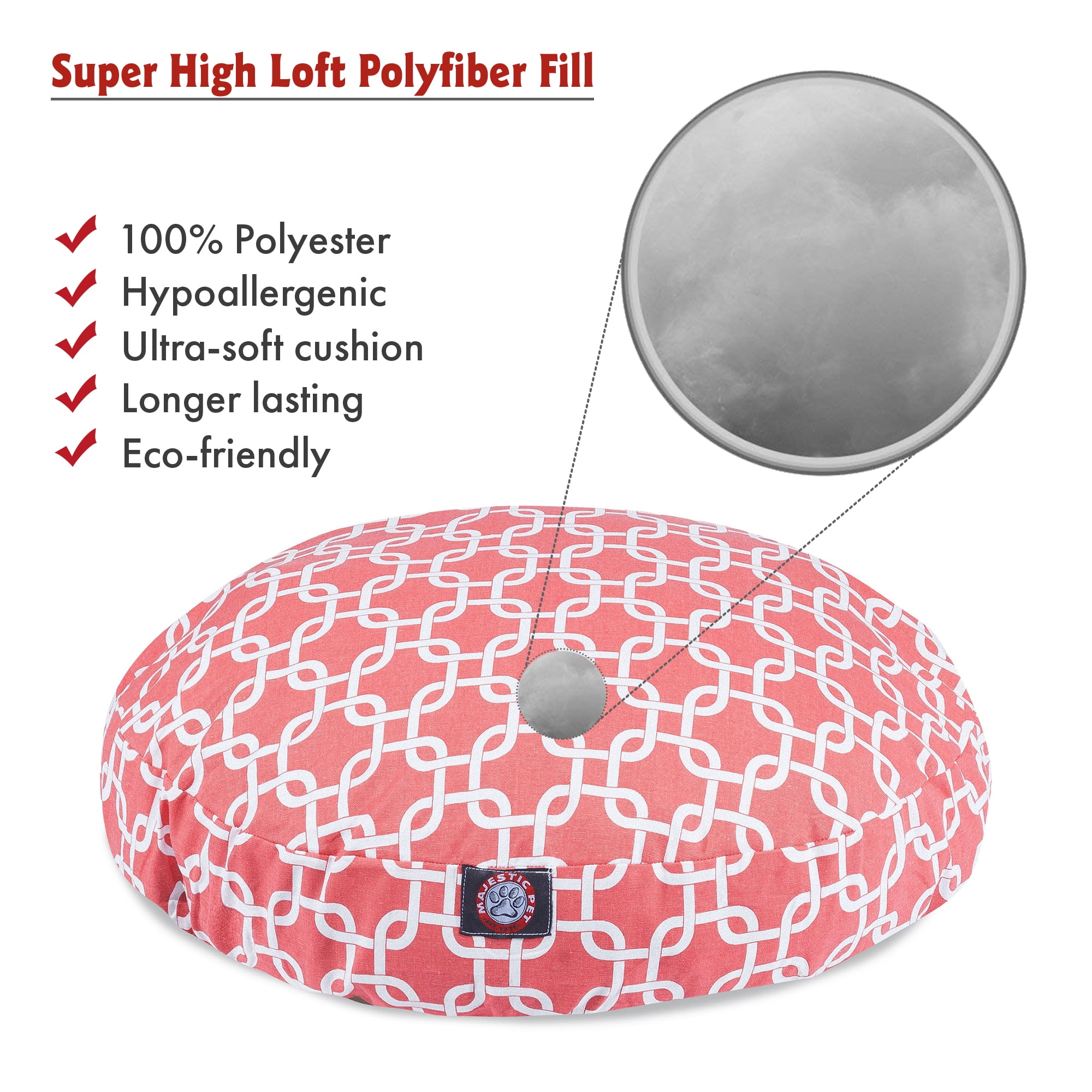 Majestic Pet | Links Round Pet Bed For Dogs, Removable Cover, Coral, Medium