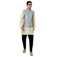 thumbnail image 6 of Sonakshi Fashion Men's Brocade Waistcoat Bandhgala Festive Jacquard Nehru Jacket, Color: Gray, Size: 36, 6 of 6