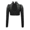 thumbnail image 5 of iixpin Big Girls Hip Hop Streetwear Sparkling Jazz Dance Crop Tops Mock Neck Cheerleading Dancing Clothes Black 16, 5 of 6
