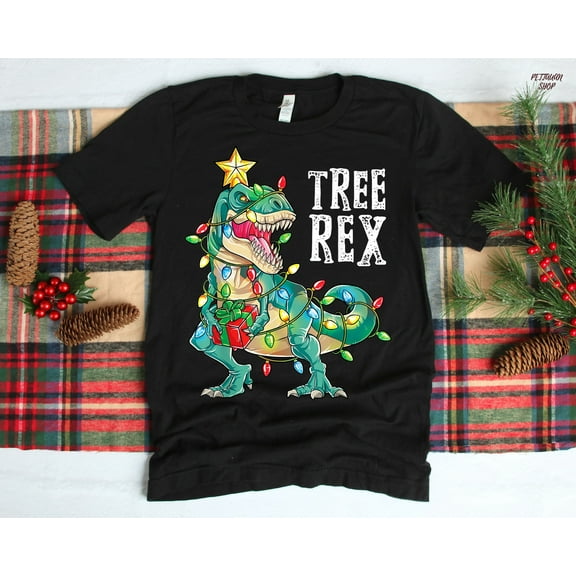 MilkCho Christmas Dinosaur Tree Rex Pajamas Men Boys T-shirt Gifts T-Shirt, Christmas T-shirt, Holiday T-shirt, Christmas Gifts