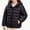 Black, variant on HAOTAGS Girls Puffer Coat (5-13) Long Sleeve Hooded Zipper Nylon Winter Warm Jacket Hot Pink Size 7