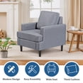 thumbnail image 6 of HomGarden Gray Linen Single Sofa Chair - Versatile Accent Armchair W/Cushion Lounge Seat & Wood Legs for Home, Bedroom, Office, 6 of 9