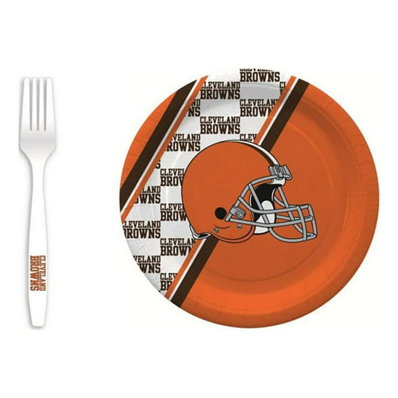Cleveland Browns 20 Pc Disposable Paper Plates And 20 Pc Plastic Forks