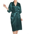 thumbnail image 2 of Nrmvnmi Women's Silk Robes Kimonos Satin Pajamas Solid Color Glossy Nightgown Short Sleeve Bathrobe Bridesmaid Bride Party Pjs With Pockets Belt, 2 of 2