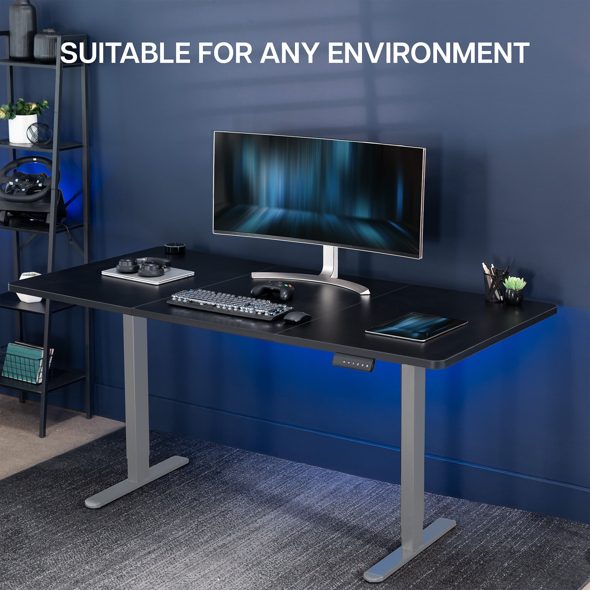 VIVO Electric Dual Motor 71” x 36” Standing Desk, Black Top, Gray Frame
