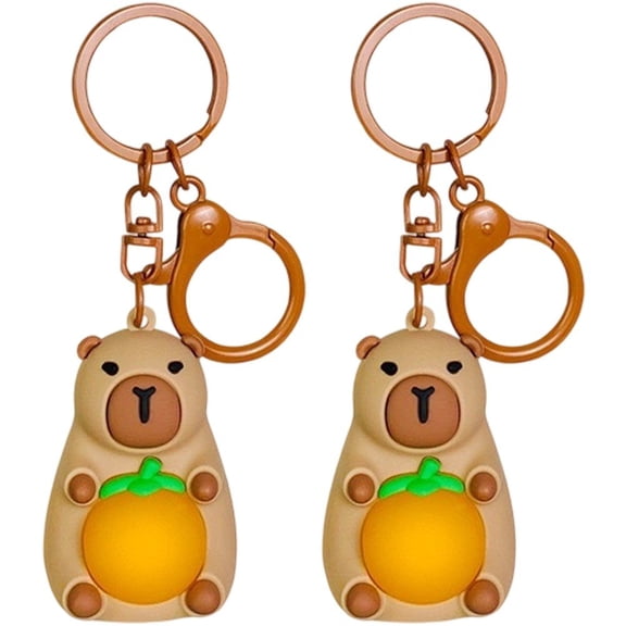 Jiibva 2Pcs/Set Capybara Keychain Creative Luminous Keychain Cute Warm Light Keyring Kawaii Bag Pendants for Capybara Lovers